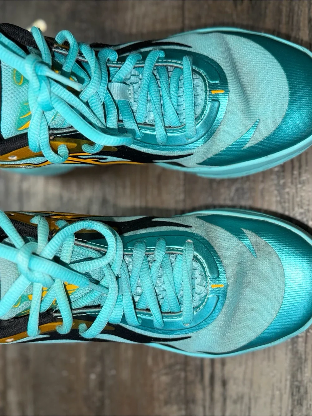 Melo Kids Sneakers in Aqua Turquoise with Yellow Accents